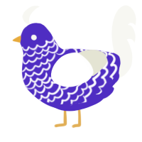(unnamed), a indigo and white chicken with a lace pattern