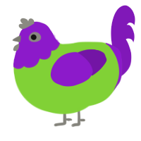 A grass and violet chicken with a head pattern