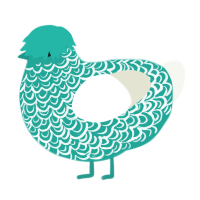 (unnamed), a turquoise and white chicken with a double-lace pattern