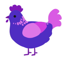 (unnamed), a indigo and orchid chicken with a neck-speckle pattern