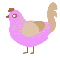 strawberry ice cream, a lavender and beige chicken with a half-lace pattern