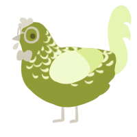 Matcha latte, a chartreuse and apple chicken with a half-lace pattern