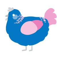 Trans Crypt, a sapphire and pink chicken with a neck-band pattern