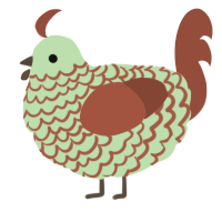 A gluppy and russet chicken with a lace pattern