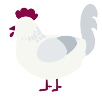 A white and mist chicken with a neck-speckle pattern