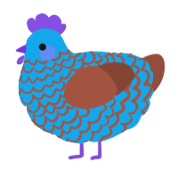 Rudolf, a sky and russet chicken with a lace pattern