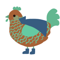 clark, a russet and turquoise chicken with a lace pattern