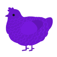 Komos, a violet chicken with a lace pattern