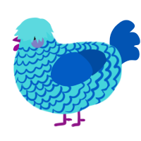 hot springs, a aqua and ultramarine chicken with a lace pattern