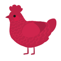 A crimson chicken with a lace pattern