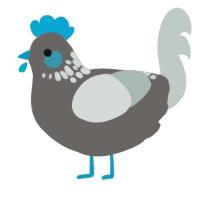 A grey and silver chicken with a neck-speckle pattern