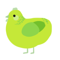 Limelight, a lime and grass chicken with a neck-band pattern