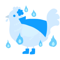 Siren, a white chicken with a half-bar pattern