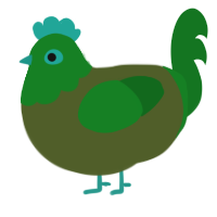 bog beast, a olive and leaf chicken with a head pattern