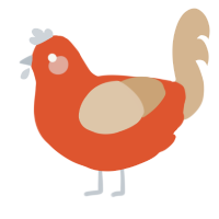 A vermilion and beige chicken