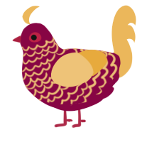 A maroon and honey chicken with a lace pattern