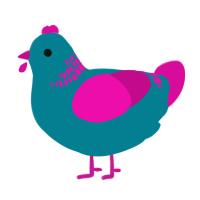 Growing Sweater, a sea and fuchsia chicken with a neck-band pattern