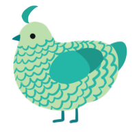 A gluppy and turquoise chicken with a lace pattern
