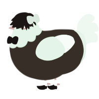 とにかく, a mist and maroon chicken with a head pattern