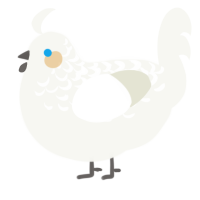 Reshiram, a white chicken with a half-lace pattern