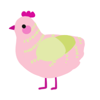 Rhubarb and Custard, a rose and lemon chicken with a half-bar pattern