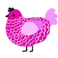 A fuchsia and lavender chicken with a lace pattern