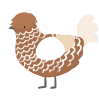 A brown and cream chicken with a lace pattern