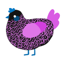 (unnamed), a black and orchid chicken with a double-lace pattern