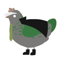 mortmainy, a grey and leaf chicken with a half-lace pattern