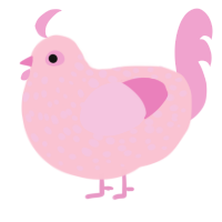 Pink Starbursts, a rose and pink chicken with a speckle pattern