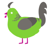 A grass and grey chicken with a neck-band pattern