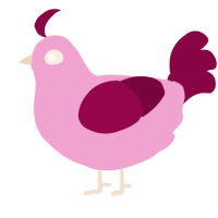 A pink and maroon chicken