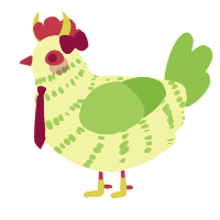 Hollyberry, a white and grass chicken with a bar pattern