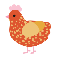 A vermilion and honey chicken with a speckle pattern