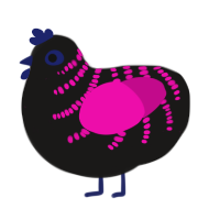 (unnamed), a sable and fuchsia chicken with a half-bar pattern
