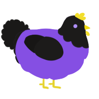 Morgan, a blurple and sable chicken with a head pattern