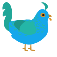 Pīkake, a sky and turquoise chicken with a half-lace pattern