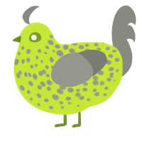 Toxic waste, a lime and ash chicken with a speckle pattern