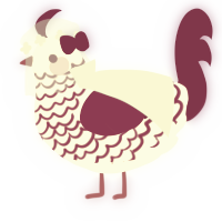 Blushing Bride, a rose and maroon chicken with a lace pattern