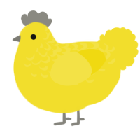 A yellow chicken with a half-lace pattern