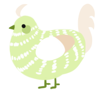 granny smith, a apple and cream chicken with a bar pattern