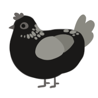A sable and ash chicken with a neck-speckle pattern