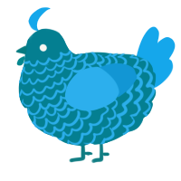 A sea and sky chicken with a lace pattern