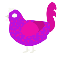 steak, a amethyst and fuchsia chicken with a speckle pattern