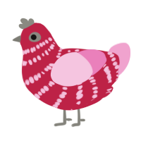(unnamed), a crimson and pink chicken with a bar pattern