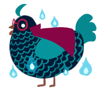 A tumblr and teal chicken with a lace pattern