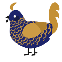 (unnamed), a navy and gold chicken with a lace pattern