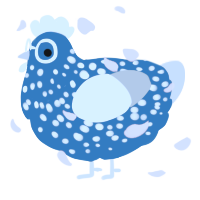 A sapphire and silver chicken with a speckle pattern