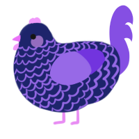 A navy and blurple chicken with a lace pattern
