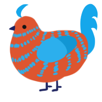 A vermilion and sky chicken with a bar pattern